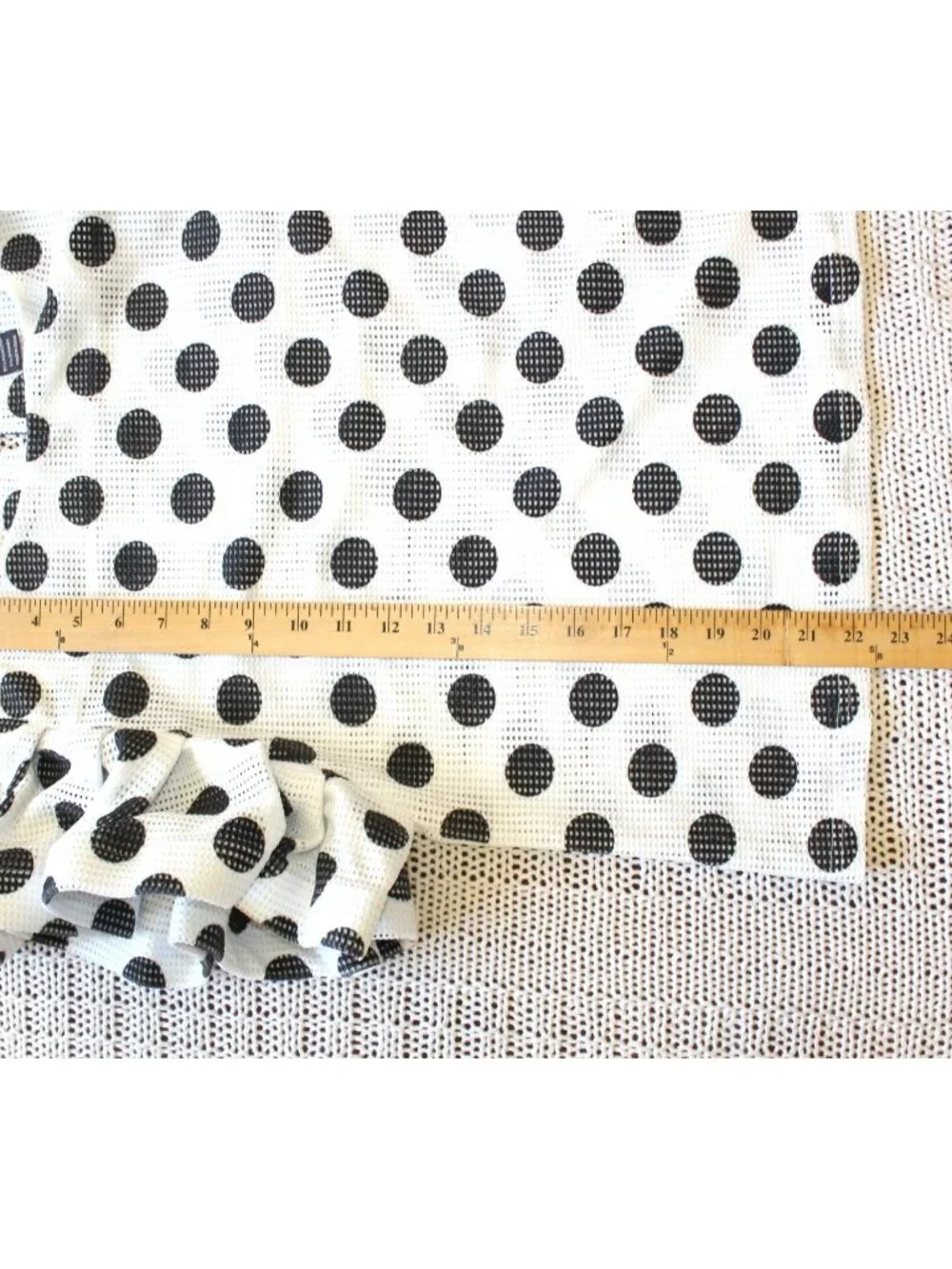 Gracia Black & White Polka Dot Blouse sheer Top Sz. Large Tiered Ruffle Sleeves - Picture 3 of 5